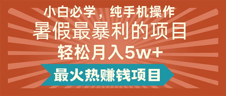 （11583期）小白必学，纯手机操作，暑假最暴利的项目轻松月入5w+最火热赚钱项目-iTZL项目网