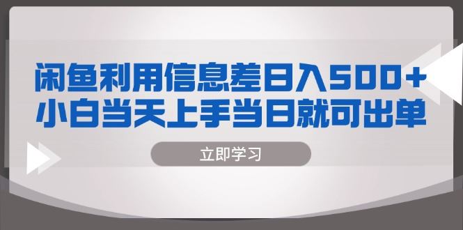 （13170期）闲鱼利用信息差 日入500+  小白当天上手 当日就可出单-iTZL项目网