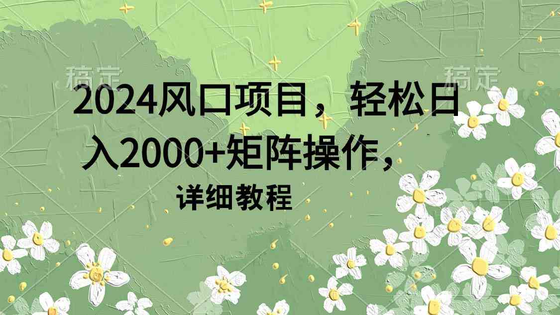 （9652期）2024风口项目，轻松日入2000+矩阵操作，详细教程-iTZL项目网