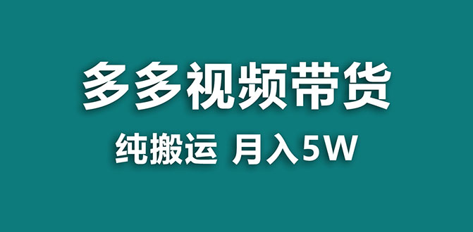 （7760期）【蓝海项目】多多视频带货，靠纯搬运一个月搞5w，新手小白也能操作【揭秘】-iTZL项目网