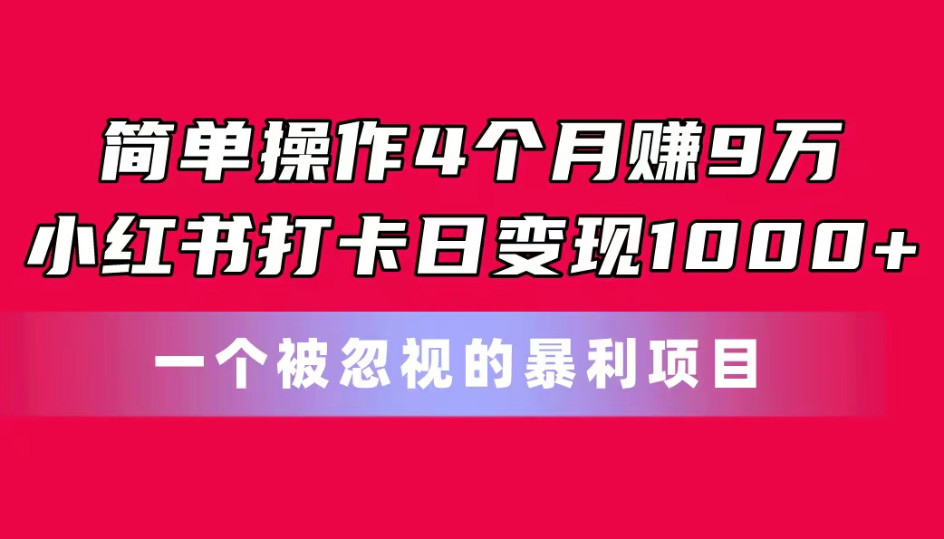 （11048期）简单操作4个月赚9万！小红书打卡日变现1000+！一个被忽视的暴力项目-iTZL项目网