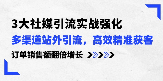 （10562期）3大社媒引流实操强化，多渠道站外引流/高效精准获客/订单销售额翻倍增长-iTZL项目网