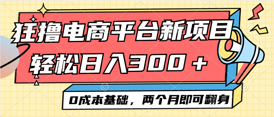 （12685期）电商平台新赛道变现项目小白轻松日入300＋0成本基础两个月即可翻身-iTZL项目网