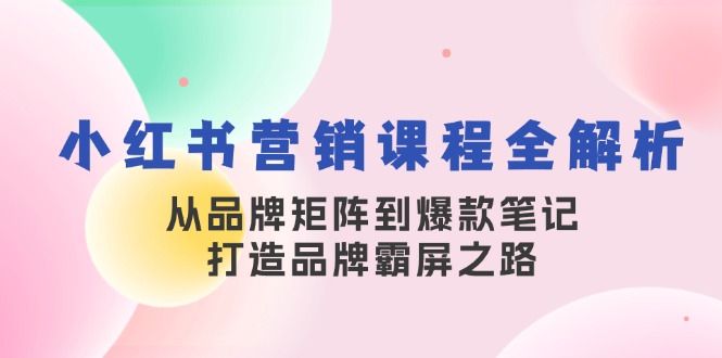 （13017期）小红书营销课程全解析，从品牌矩阵到爆款笔记，打造品牌霸屏之路-iTZL项目网