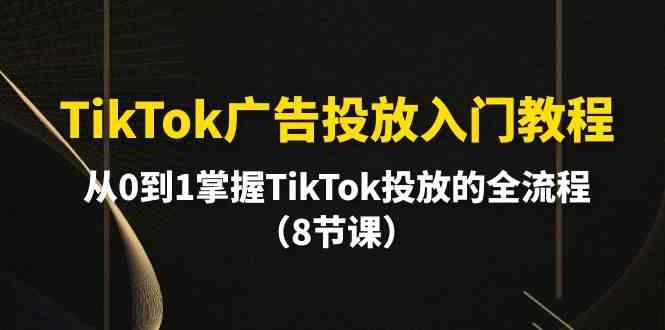 （10085期）TikTok广告投放入门教程，从0到1掌握TikTok投放的全流程（8节课）-iTZL项目网