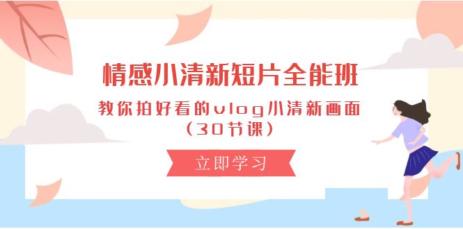 （10567期）情感 小清新短片-全能班，教你拍好看的vlog小清新画面 (30节课)-iTZL项目网