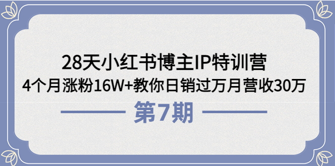 （3745期）28天小红书博主IP特训营《第6+7期》4个月涨粉16W+教你日销过万月营收30万-iTZL项目网