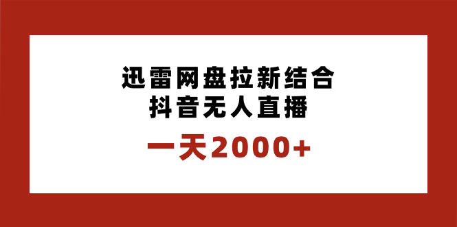 （8551期）一天2000+迅雷网盘拉新结合抖音无人直播，独创玩法保姆级教学-iTZL项目网