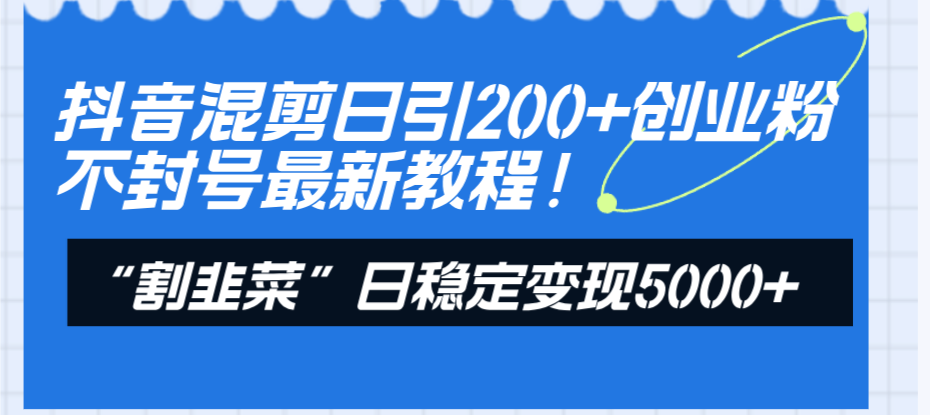 （8349期）抖音混剪日引200+创业粉不封号最新教程！“割韭菜”日稳定变现5000+！-iTZL项目网