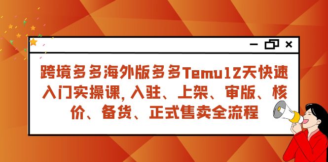 （7686期）跨境多多海外版多多Temu12天快速入门实战课，从入驻 上架到正式售卖全流程-iTZL项目网