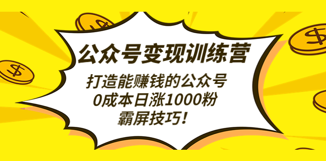 （4585期）公众号变现训练营（第3期）打造能赚钱的公众号，0成本日涨1000粉，霸屏技巧-iTZL项目网