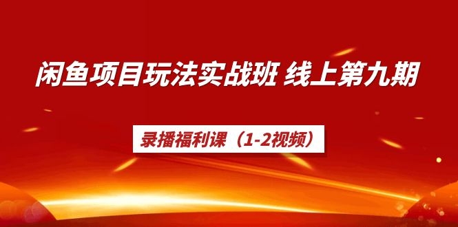 图片[1]-（1235期）宅男《闲鱼项目玩法实战班》线上第九期，录播福利课（1-2视频）-iTZL项目网