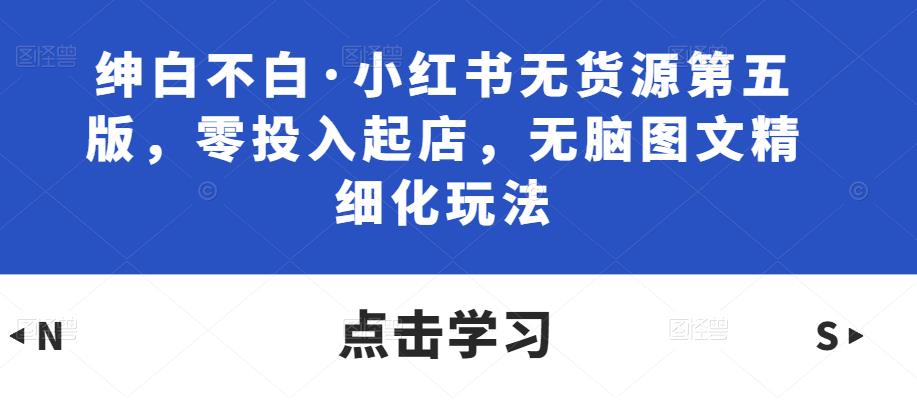 绅白不白·小红书无货源第五版，零投入起店，无脑图文精细化玩法-iTZL项目网