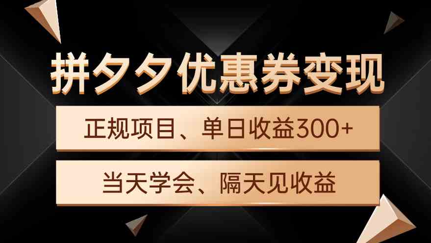 （9749期）拼夕夕优惠券变现，单日收益300+，手机电脑都可操作-iTZL项目网