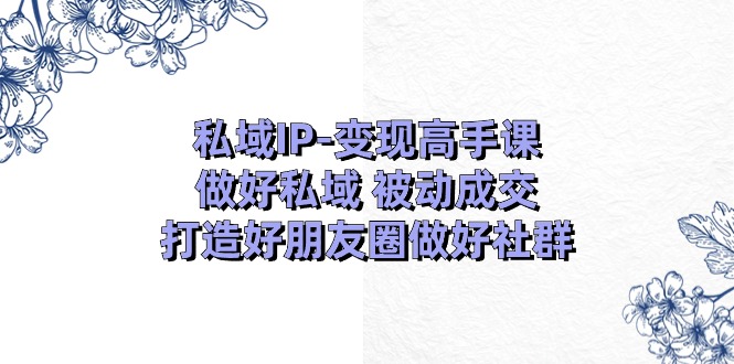 （11209期）私域IP-变现高手课：做好私域 被动成交，打造好朋友圈做好社群（18节）-iTZL项目网