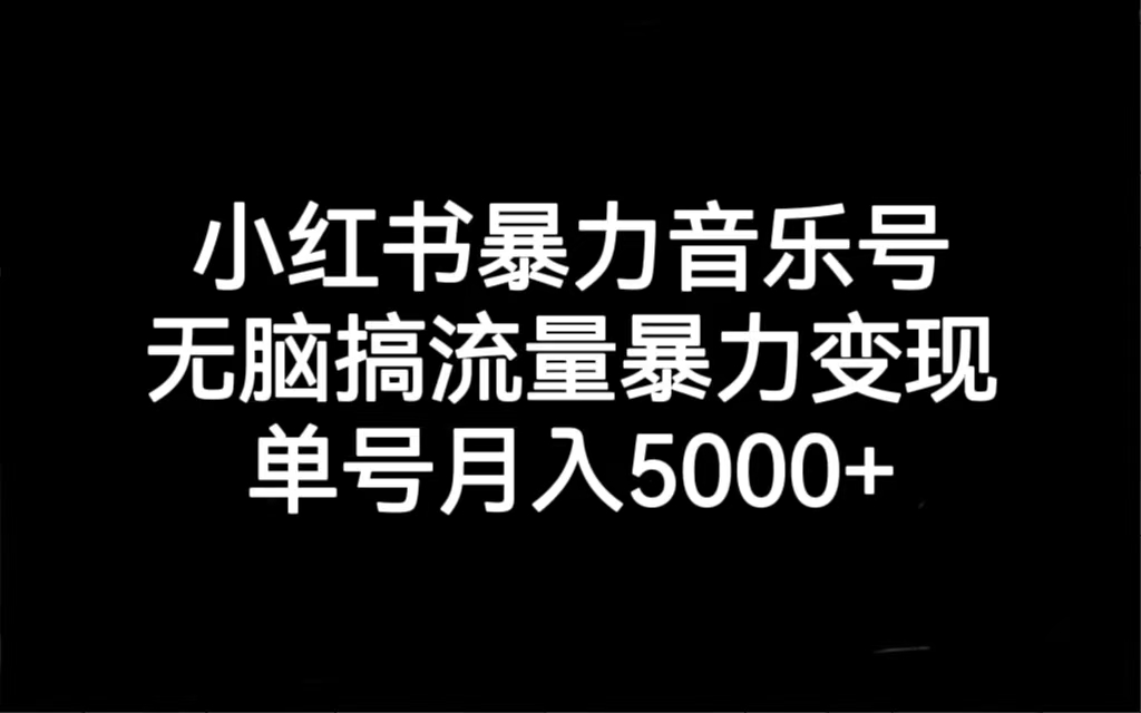 （7153期）小红书暴力音乐号，无脑搞流量暴力变现，单号月入5000+-iTZL项目网