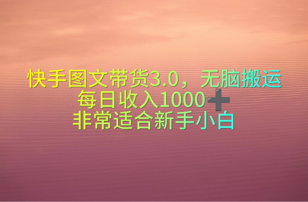 （10252期）快手图文带货3.0，无脑搬运，每日收入1000＋，非常适合新手小白-iTZL项目网