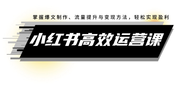 （12369期）小红书高效运营课：掌握爆文制作、流量提升与变现方法，轻松实现盈利-iTZL项目网