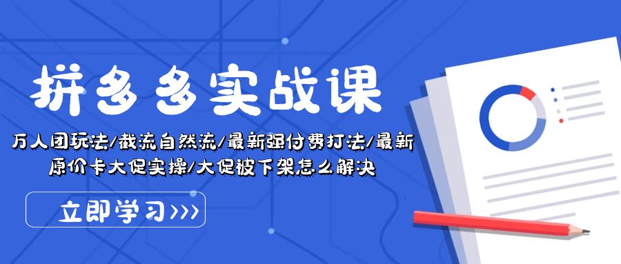 （10865期）拼多多·实战课：万人团玩法/截流自然流/最新强付费打法/最新原价卡大促..-iTZL项目网