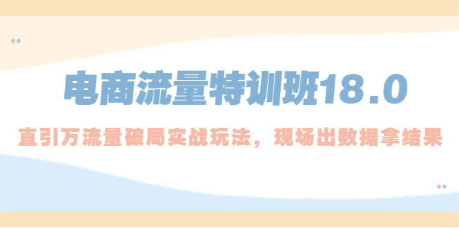 （5232期）电商流量特训班18.0，直引万流量破局实操玩法，现场出数据拿结果-iTZL项目网