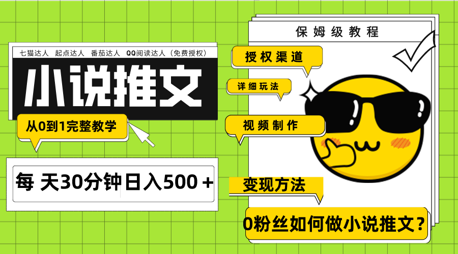 （7912期）Ai小说推文每天20分钟日入500＋授权渠道 引流变现 从0到1完整教学（7节课）-iTZL项目网