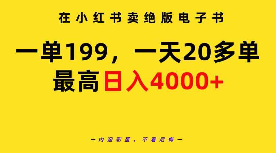 （9401期）在小红书卖绝版电子书，一单199 一天最多搞20多单，最高日入4000+教程+资料-iTZL项目网