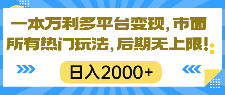 （10311期）一本万利多平台变现，市面所有热门玩法，日入2000+，后期无上限！-iTZL项目网