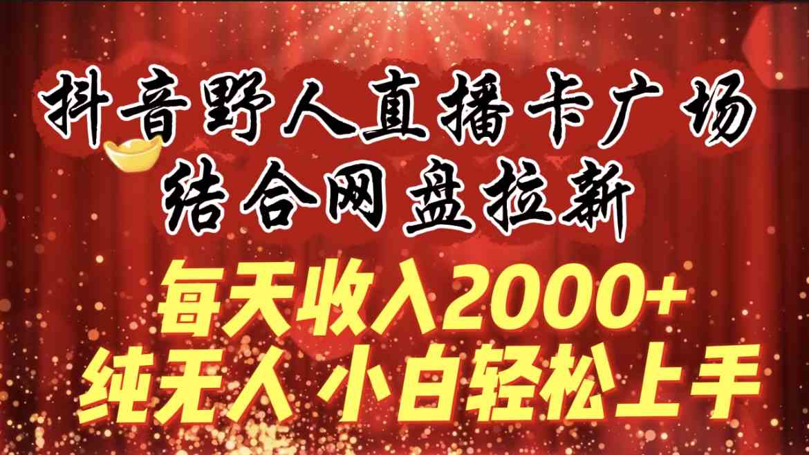 （9504期）每天收入2000+，抖音野人直播卡广场，结合网盘拉新，纯无人，小白轻松上手-iTZL项目网