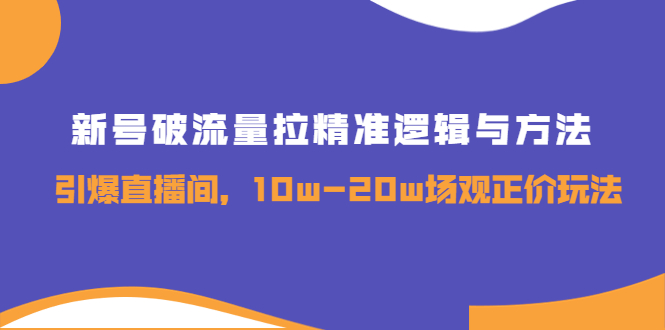 （3689期）新号破流量拉精准逻辑与方法，引爆直播间，10w-20w场观正价玩法-iTZL项目网