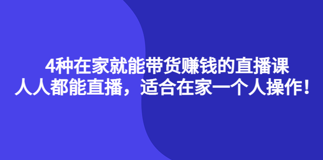 （4023期）4种在家就能带货赚钱的直播课，人人都能直播，适合在家一个人操作！-iTZL项目网