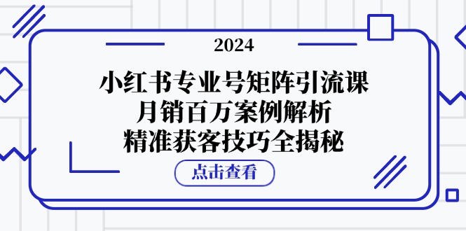 （12943期）小红书专业号矩阵引流课，月销百万案例解析，精准获客技巧全揭秘-iTZL项目网