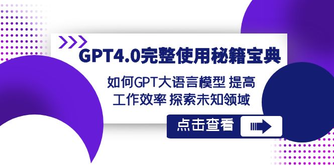 （8481期）GPT4.0完整使用-秘籍宝典：如何GPT大语言模型 提高工作效率 探索未知领域-iTZL项目网