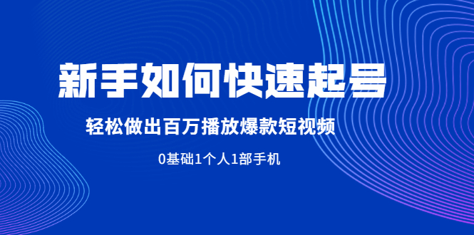 （1998期）新手如何快速起号,轻松做出百万播放爆款短视频，0基础1个人1部手机-iTZL项目网