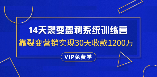 （1317期）14天裂变盈利系统训练营：靠裂变营销实现30天收款1200万（无水印）-iTZL项目网