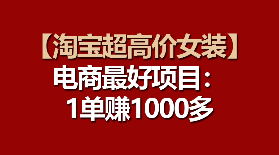 （10514期）【淘宝超高价女装】电商最好项目：一单赚1000多-iTZL项目网