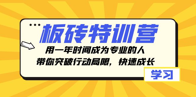 （8048期）板砖特训营，用一年时间成为专业的人，带你突破行动局限，快速成长-iTZL项目网