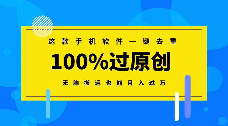 （8818期）这款手机软件一键去重，100%过原创 无脑搬运也能月入过万-iTZL项目网