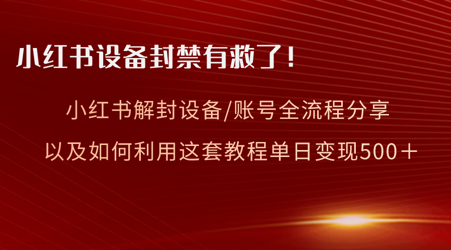 （8441期）小红书设备及账号解封全流程分享，亲测有效，以及如何利用教程变现-iTZL项目网