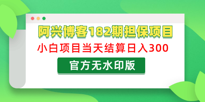 图片[1]-（1219期）阿兴博客182期担保项目：小白项目当天结算日入300可副业【官方无水印版】-iTZL项目网