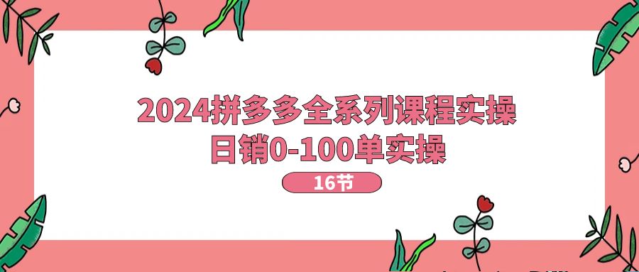 （11222期）2024拼多多全系列课程实操，日销0-100单实操【16节课】-iTZL项目网