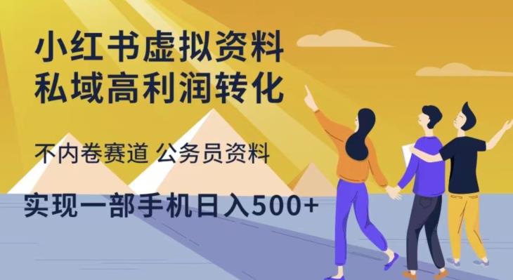 小红书虚拟资料私域高利润转化，不内卷赛道公务员资料，实现一部手机日入500+-iTZL项目网