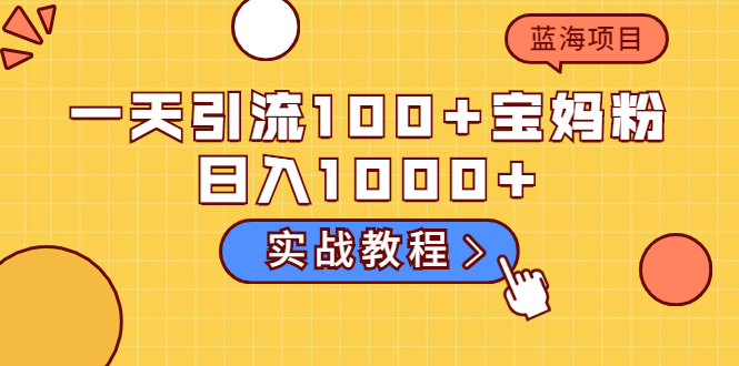 （2036期）一天引流100+宝妈粉，日入1000+马上持续变现 蓝海项目（实战教程）-iTZL项目网