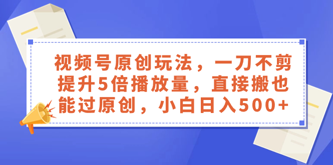 （8286期）视频号原创玩法，一刀不剪提升5倍播放量，直接搬也能过原创，小白日入500+-iTZL项目网