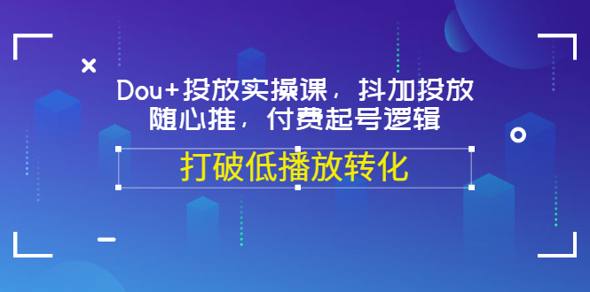 （3179期）Dou+投放实操课，抖加投放，随心推，付费起号逻辑，打破低播放转化-iTZL项目网