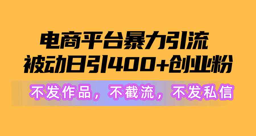 （10168期）电商平台暴力引流,被动日引400+创业粉不发作品，不截流，不发私信-iTZL项目网