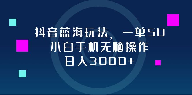 （12807期）抖音蓝海玩法，一单50，小白手机无脑操作，日入3000+-iTZL项目网