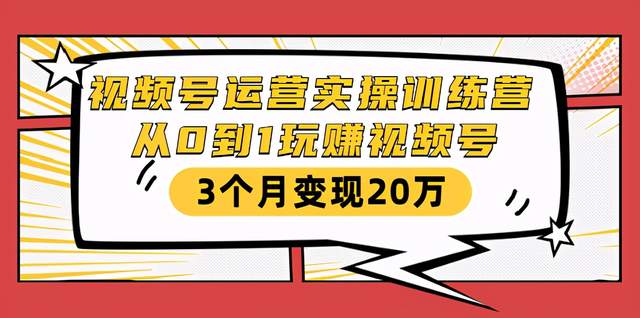 视频号运营实操训练营：从0到1玩赚视频号，3个月变现20万-iTZL项目网