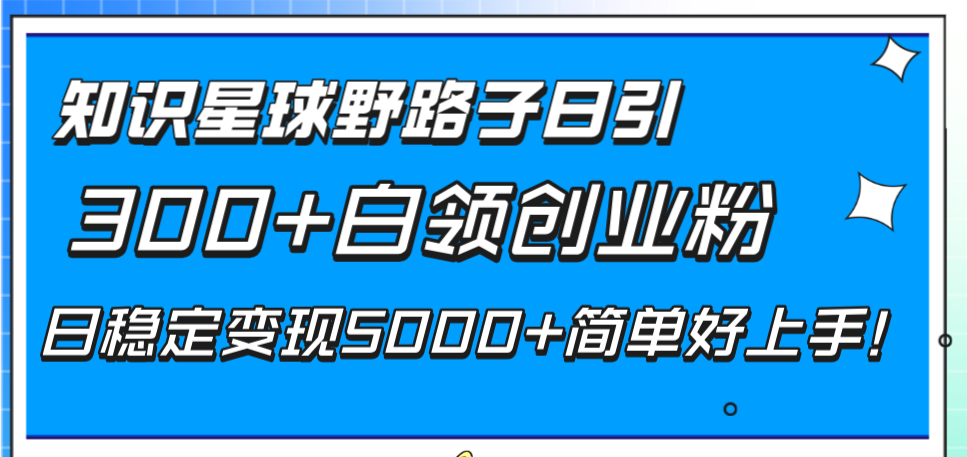 （8315期）知识星球野路子日引300+白领创业粉，日稳定变现5000+简单好上手！-iTZL项目网