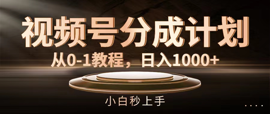 （11931期）视频号分成计划，从0-1教程，日入1000+-iTZL项目网