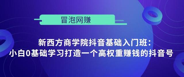 新西方商学院抖音基础入门班：小白0基础学习打造一个高权重赚钱的抖音号-iTZL项目网